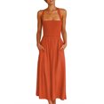 thumbnail image 3 of xiaxaixu Robe d'Été Décontractée pour Femme Dos Nu Couleur Unie Froncée Longue Robe Mode à Nouer Croisée Robe Caraco, 3 of 7
