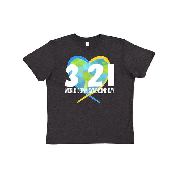 Inktastic 3 21 World Down Syndrome Day with Heart Shaped Earth Youth T-Shirt