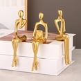 thumbnail image 4 of Estatua de pensador dorado, escultura decorativa abstracta, adorno para mejorar el enfoque, estante para escritorio de oficina, decoración para sala de estar y dormitorio., 4 of 8
