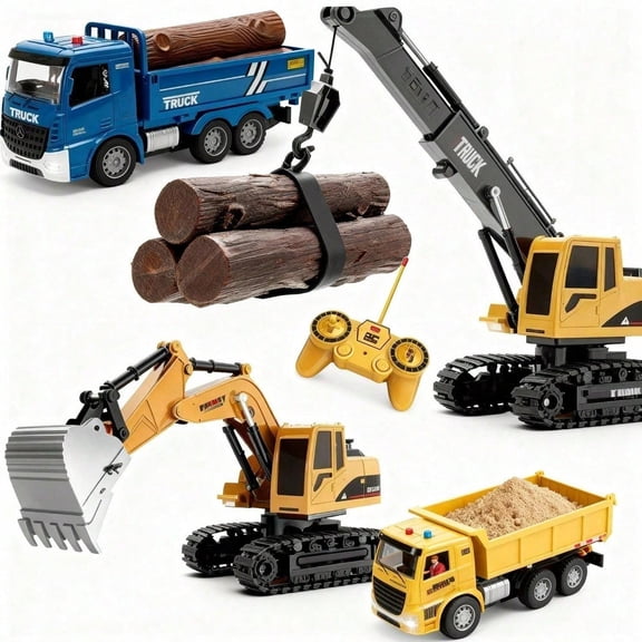 Complete 3-In-1 Remote Control Construction Fleet Toy Set Rechargeable Excavator, Crane And Dump Truck With Realistic Movement & Play Experience