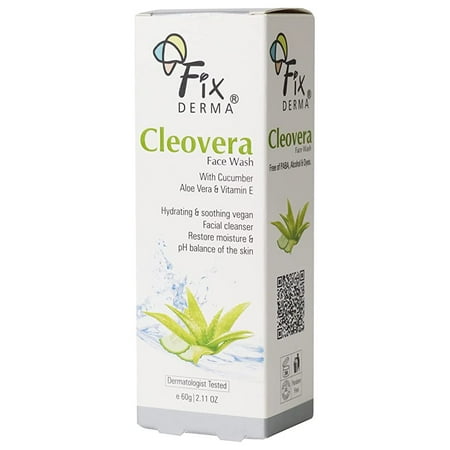 Fixderma Cleovera & Cucumber facewash, Aloe vera facewash, Brighter and fresher skin, Tightens the pores, Hydrates the skin, removes dirt & oil, Healthy & glowing skin, Suits all skin types 60g