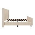 thumbnail image 6 of Queen Size Upholstered Platform Bed, Corduroy Bed Frame with 50.7'' High Wingback Headboard and Solid Wood Slats, No Box Spring Needed, Noise Free, 6 of 7