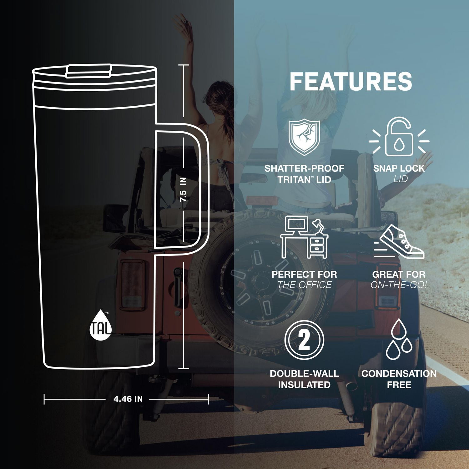 TAL Stainless Steel Mountaineer Coffee Mug 20 fl oz, Green, Coffee Mug