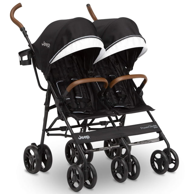 Cochecito doble Jeep PowerGlyde Plus Side x Side de Delta Children, negro