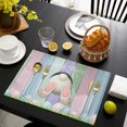 thumbnail image 4 of Easter Day Placemats Set of 4 - Spring Easter Bunny Colorful Wooden Board Place Mat for Dining Table Washable Cotton Linen Table Mats, 12 x 18 Inch, 4 of 6