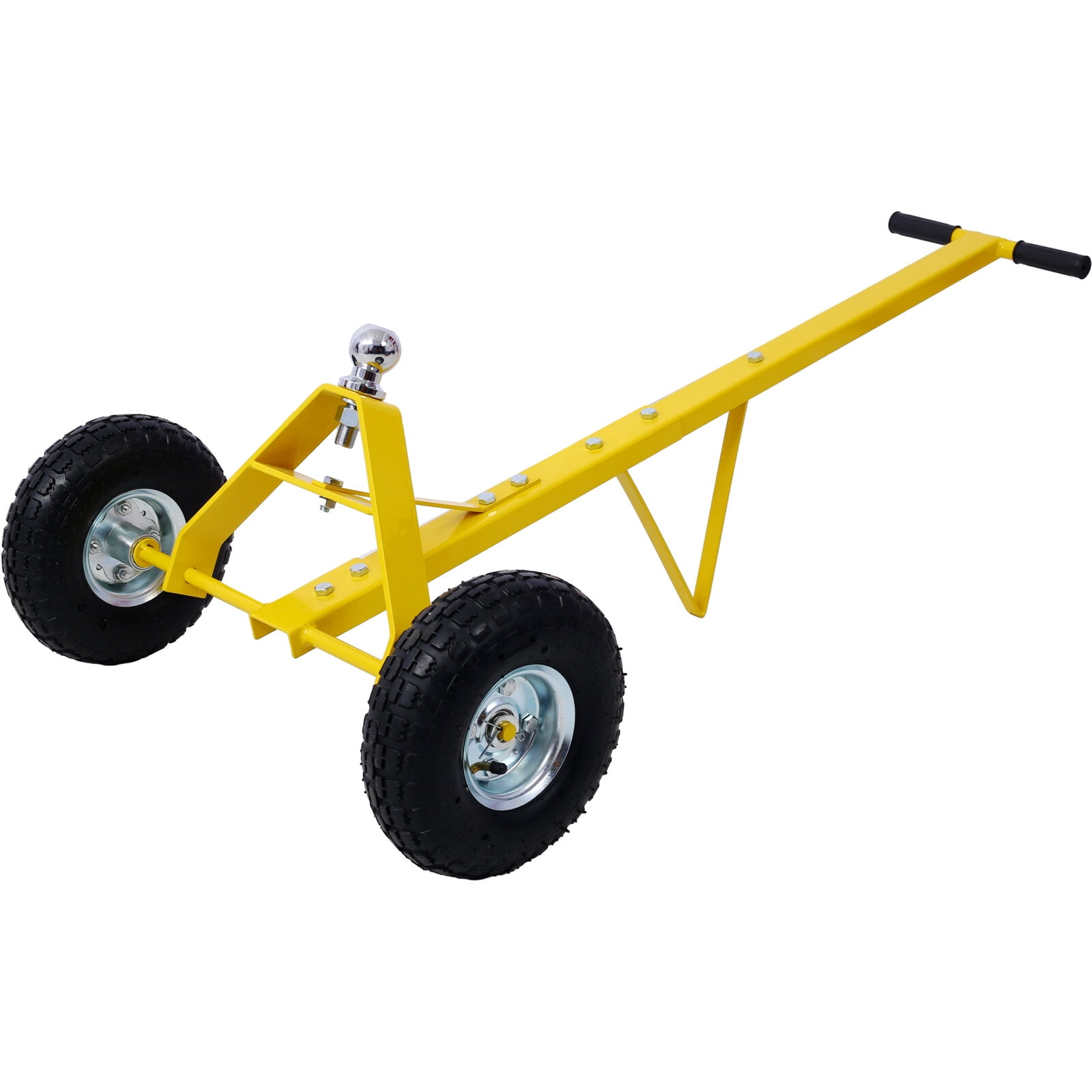 Heavy Duty Trailer Dolly with 10" Pneumatic Tires - 600 LB Tongue Weight Capacity, Steel Construction, Extra-Long Handle for Easy Maneuvering, Yellow