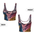 thumbnail image 5 of Fotbe Pink Tiger Gold Leaves Pattern Womens' Sports Bra Longline Wirefree Padded with Medium Support Sports Moisture-Wicking Workou Vest,Tank Top-Large, 5 of 7