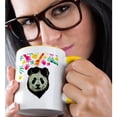 thumbnail image 2 of 3drose, Panda Bear Glasses with Colorful Hands Wild Design Art Animal Nature, 11oz Two-tone Yellow Mug, 2 of 6