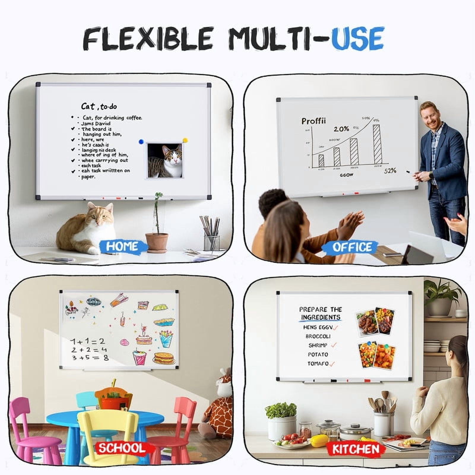 Gianna 36" X 24" Magnetic Dry Erase Board with Aluminum Frame, Whiteboard for Home，School，Office
