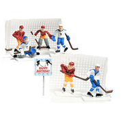 Ice Hockey Cake Decoration Banner Topper with Hockey Players and Goal Post