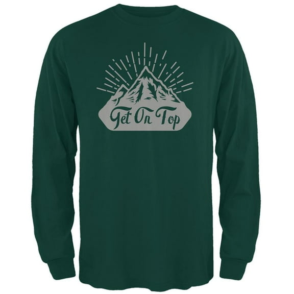 Get On Top Mountain Hiking Mens Long Sleeve T Shirt Forest Green X-LG