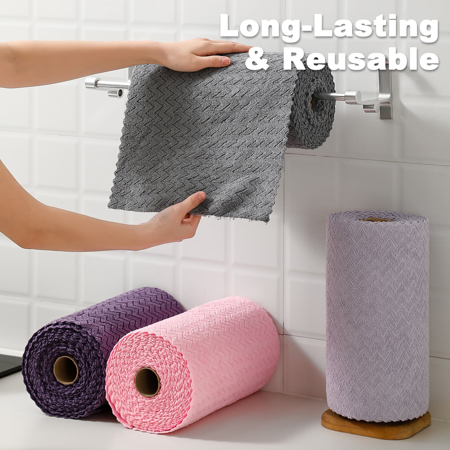 Beartech Microfiber Cleaning Cloth Roll,80 Pack Cleaning Towels,Lint Free Rags Paper Towels & Tear Away Reusable Towels,Washable Shop Rags wipe Cloth,Wash Cloths Dish Rags for Car Kitchen Window