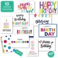 thumbnail image 2 of 100 Birthday Cards, Happy Birthday Cards Bulk with Short Message Inside, 5x7 Inch Thick Card Stock Assorted Birthday Cards with Envelopes,10 Unique Designs for Men and Women., 2 of 3