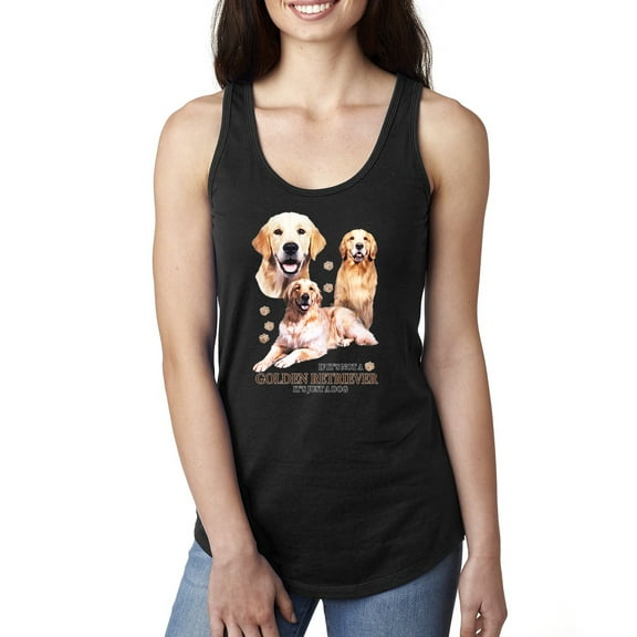 If It's Not a Golden Retriever It's Just a Dog Gift | Womens Dog Lover Jersey Racerback Tank Top, Black, Small