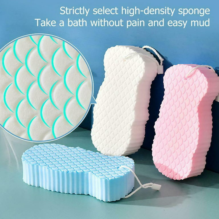 Qweryboo 3 Pcs Exfoliating Bath Sponge, Soft Spa Scrub Sponges for Shower, Dead  Skin Remover for Body for Adult Baby(Pink,Blue,Grey) 