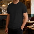thumbnail image 5 of FINALGANG Mens Crew Neck Plain Blank Solid Color Short Sleeve T-Shirt Regular Fit Basic Daily Outdoor Soft Casual Shirts For Daily Wear Cozy Top Black XXL, 5 of 5