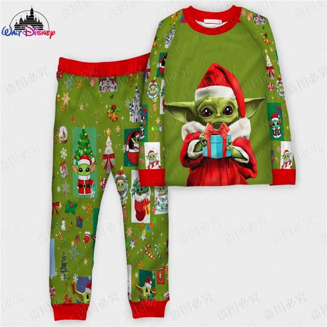 Disney-traje de pijama con estampado 3D de bebé Yoda, traje de alta calidad para padres e hijos, Navidad, feo, 2022