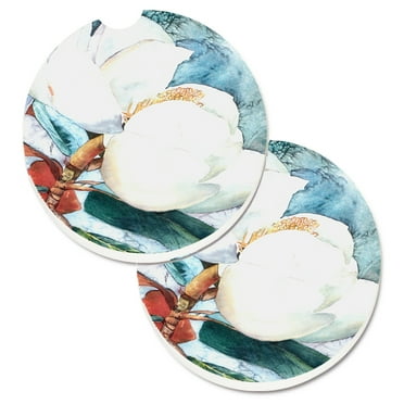 Flower - Magnolia Set of 2 Cup Holder Car Coasters