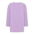 thumbnail image 5 of GXIPO Womens 3/4 Sleeve Tops Square Neck Summer Shirts Blouses Buttons Pleated Solid Plus Size Tunic Tops Clearance Purple 3XL, 5 of 5