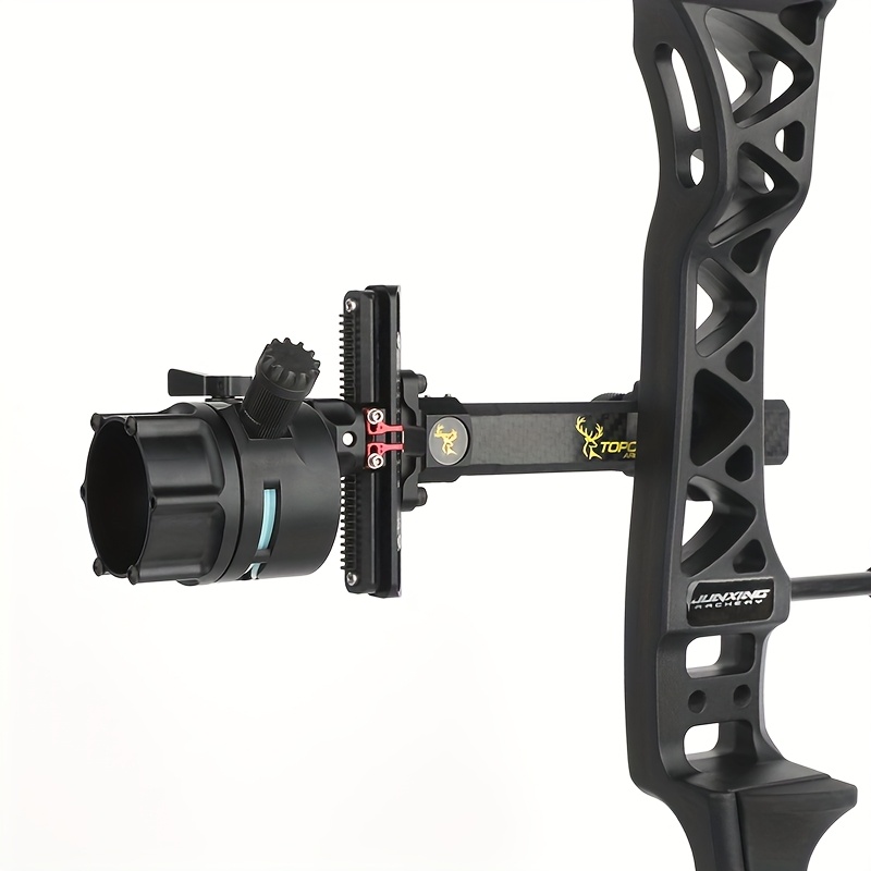 1pc Heavy-Duty Aluminum Compound Bow Sight with 8X Magnifying Scope, Adjustable aiming light & Quick-Adjust Gears, Micro-Adjustable for Precision Shooting - Compatible with All Compound Bows