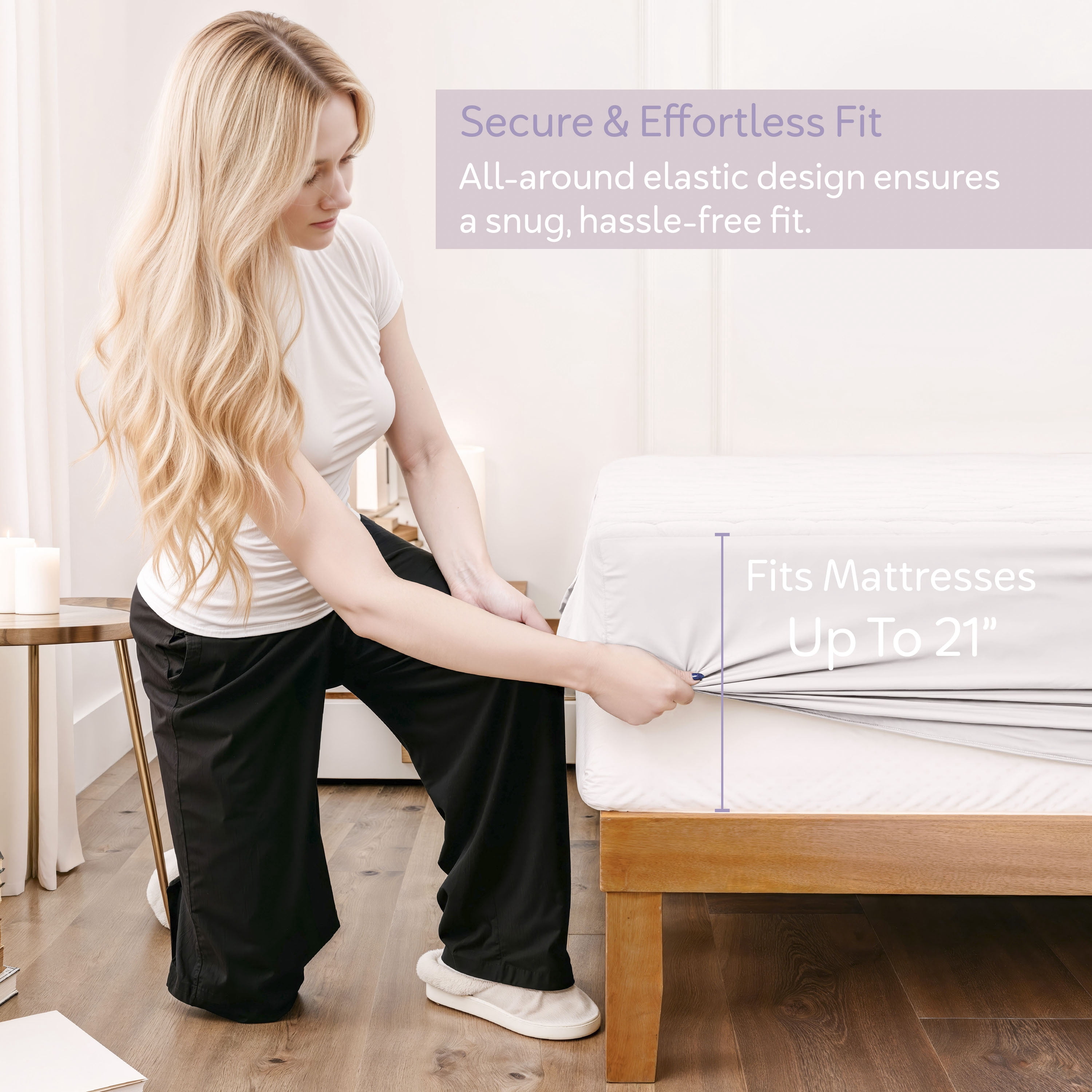 LammaLoe Queen Mattress Protector Waterproof, Softly Quilted Fitted Queen Mattress Pad, Deep Pocket Mattress Cover Queen Fits 8"-21", White