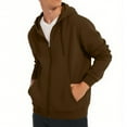 thumbnail image 4 of SYMOID Big & Tall Men's 4XL Coffee Zip-Up Hoodie - 100% Polyester Durable, Wrinkle-Free with Kangaroo Pocket for Everyday & Athleisure Wear, 4 of 6