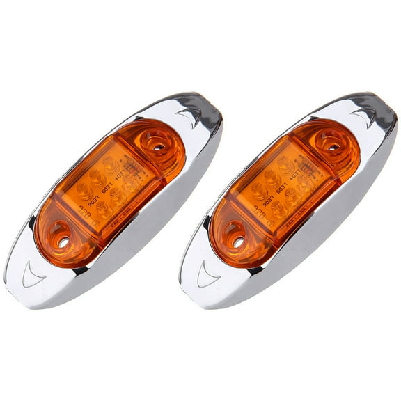 CCIYU Car Marker Light 2Pack 6 Diode LED Amber Side Marker Light Waterproof Fish Shape Side Lamp Trailer Marker Lights Oval Clear Lens Clearance Indicator Lights