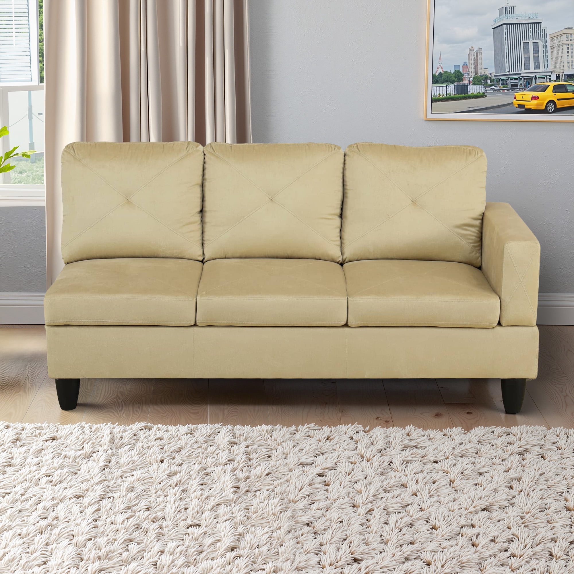 MAYEERTY Microfiber 3-Piece Living Room Sofa Set，Beige