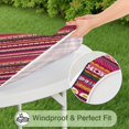 thumbnail image 5 of Stretchable Round Table Cover with Bohemian Floral Print - Colorful Elastic Hem Tablecloth - Fits 52-56 Inch, 5 of 7