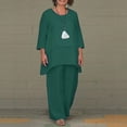 thumbnail image 1 of WILLBEST Pantalon Femme Col Rond Couleur Unie Imitation Mode Décontractée Grande Taille Costume à Manches Longues Irrégulier Pantalon Grand Ensemble Deux Pièces Pantalon Grand Femme, 1 of 7