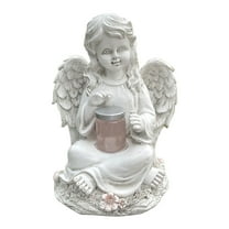Resin Sitting Angel Wing Statue Art Solar Lamp Garden Ornament Home Decor Decor Supplies (Girl)