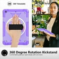 thumbnail image 6 of Shockproof Case for Apple iPad 6th 5th Generation, with Pencil Holder Military Grade Protection Rotating Stand Hand Strap Shoulder Strap Bumper Rugged Case for iPad 6th 5th Gen 9.7", Purple, 6 of 8
