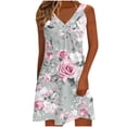 thumbnail image 2 of Gamivast Summer Dresses for Women 3D Floral Print V-Neck Sleeveless Sundress Casual Summer Style A-Line Mini Dress Boho Beach Outfits Party Tank Dress, 2 of 6