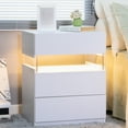 thumbnail image 2 of Bedroom Led Tables With 3 Drawers - Space Saving Option Nightstands Drawer Easy Assembly, Convenient Design, 2 of 6