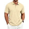 thumbnail image 3 of Fabrcox Men Polo Shirts Short Sleeve Button Collared Men Golf Shirt Lightweight Regular Fit Outdoor Workout Athletic Shirt Men Khaki S, 3 of 10