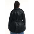 thumbnail image 2 of June & Vie Women's Plus Size High-Low Belted Leather Jacket, 2 of 6