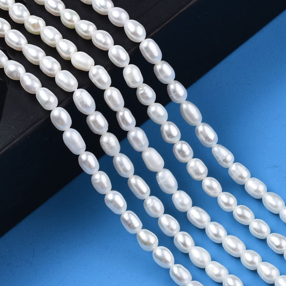 1strand Natural Cultured Freshwater Pearl Beads Strands Rice Seashell color 5~6x3.5~4mm Hole: 0.7mm about 71~74pcs/strand 14.72 inch~15.04 inch(37.4~38.2cm)