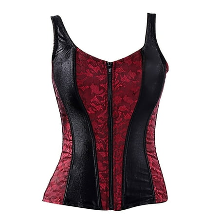Pavied Corset Tops Camisole Tops Womens Satin Bustier Corsets Top Strapless Boned Waist Cincher Overbust Bustiers Plus Size Corsets Bustier Tops Underbust Corset Red 4XL