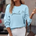thumbnail image 4 of Yuanlong Womens Sweatshirts Solid Color Long Sleeve O Neck Smile Heart Printed Hoodie Daily Outdoor Workout Sporty Tops, 4 of 8