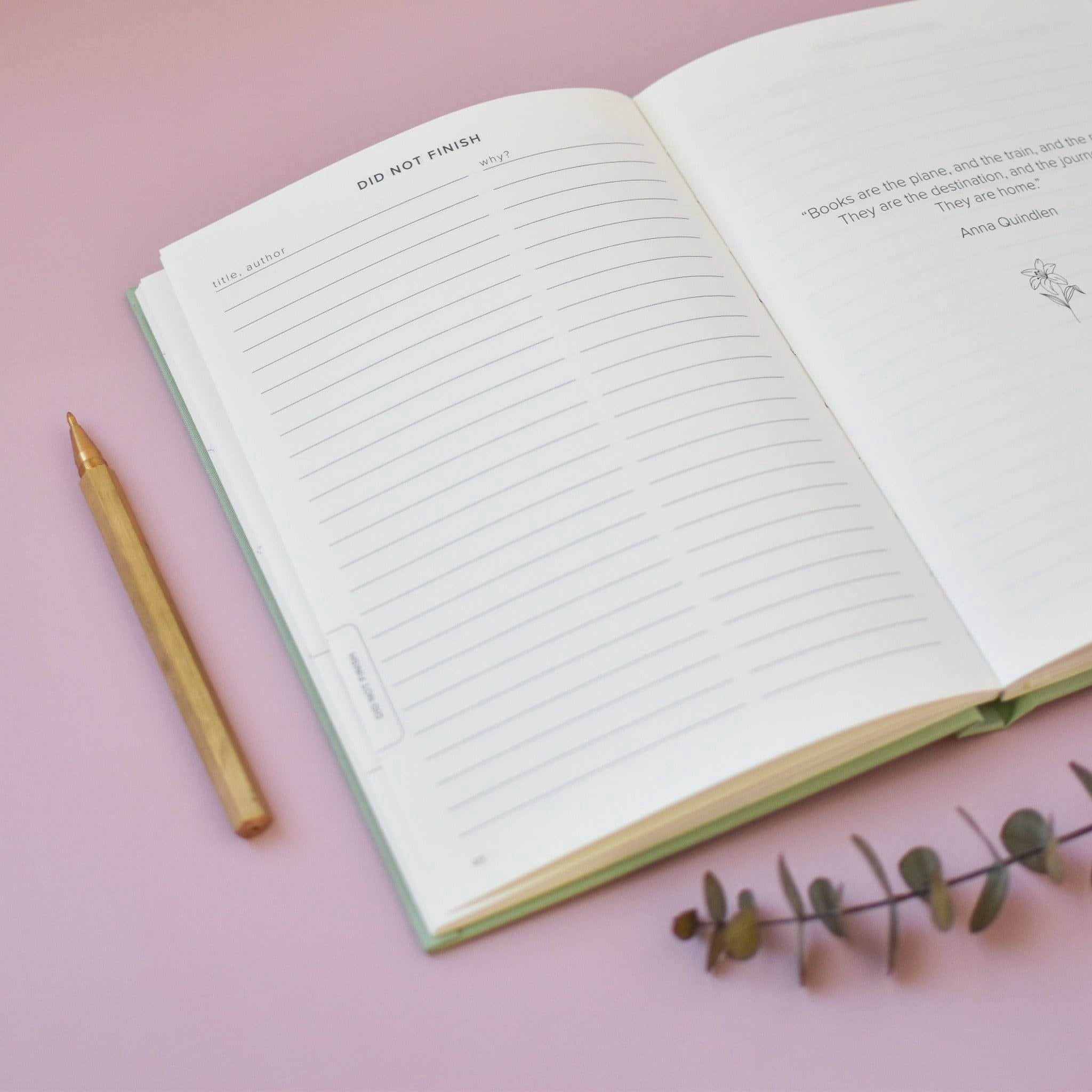 Kunitsa Co. Reading Journal. Review and Track Your Reading (Green) - 52 Book Reviews