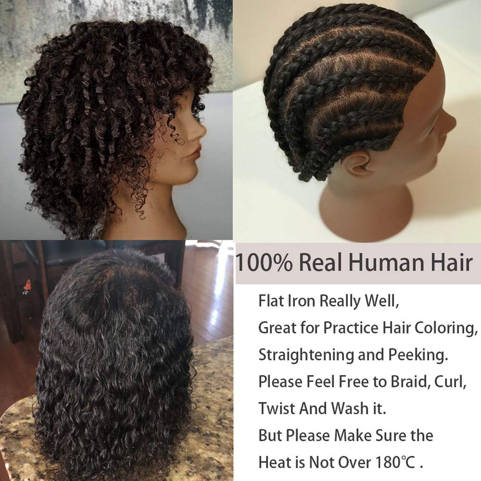 Qliuoazw Mannequin Real Hair Manikin for Styling