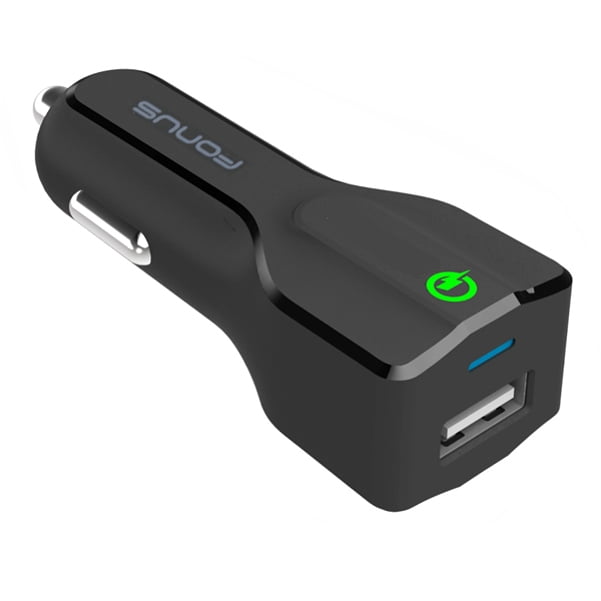 24W USB Adaptive Qualcomm 3.0 Fast Car Charger Quick Charge with Smart Detect Ultra Compact Black W8Z for Huawei Honor 6X 7X 8, Mate 10 Pro - LG Q6 -