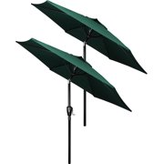 Simple Deluxe 2 Pack 7.5' Patio Umbrella Outdoor Table Market Yard Umbrella with 6 Sturdy Ribs for Backyard, Pool, Garden, Deck, Green