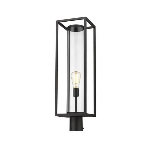 1 Light Outdoor Pier Mount Lantern In Industrial Style 8 Inches Wide By 27.75 Inches High Z-Lite 584Phbr-Bk