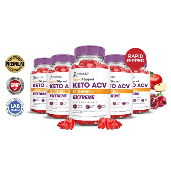 (5 Pack) Rapid Ripped Keto Extreme ACV Gummies 2000mg Dietary Supplement 300 Gummys