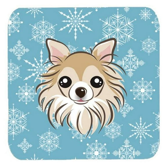 Snowflake Chihuahua Foam Coasters, Set Of 4