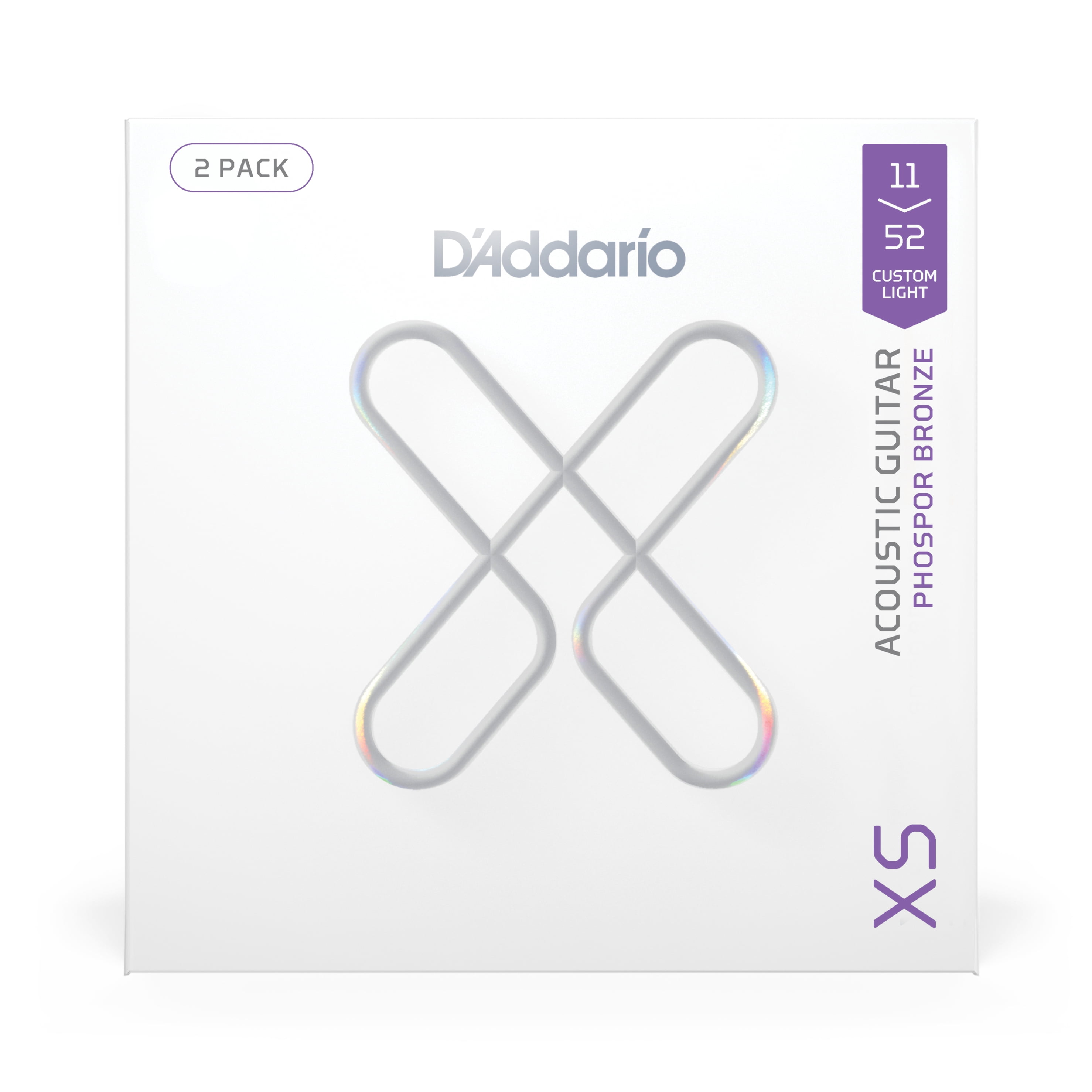 D'Addario 11-52 Custom Light Coated Acoustic Guitar Strings 2-Pack