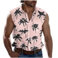 thumbnail image 2 of Nmnitkp Tank Tops Men Sleeveless Hawaiian Print Front Shirt for Men,High-Quality Fabric Mens Tank Top Button Down Shirts Pink,3XL, 2 of 5