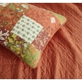thumbnail image 5 of Chezmoi Collection Leilani 3-Piece Boho Washed Cotton Quilt Set Queen Size - Bohemian Quilted Bedding Orange Green White Floral Printed Patchwork Lightweight Bedspread Set for All Season, 5 of 8