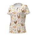 thumbnail image 5 of Fuzoiu Chicken Family Print Women's V-Neck T-Shirt,Women's Short Sleeve Top, Comfortable for Work, Leisure, and Sports, 5 of 7